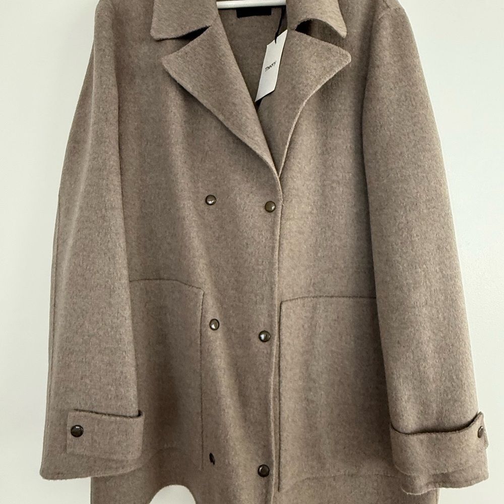 Theory Taupe Wool Cashmere Pea Coat